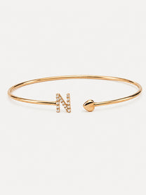 Bracciale Crivelli con Lettera N e Cuore in Oro Rosa e Diamanti