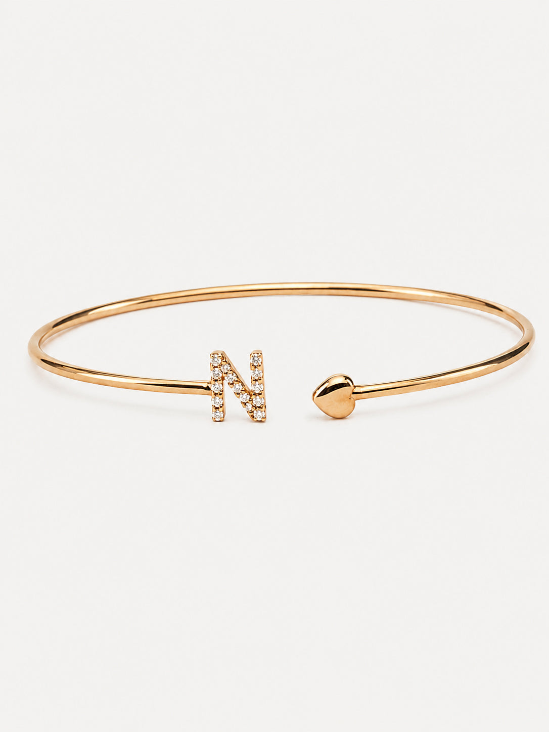 Bracciale Crivelli con Lettera N e Cuore in Oro Rosa e Diamanti