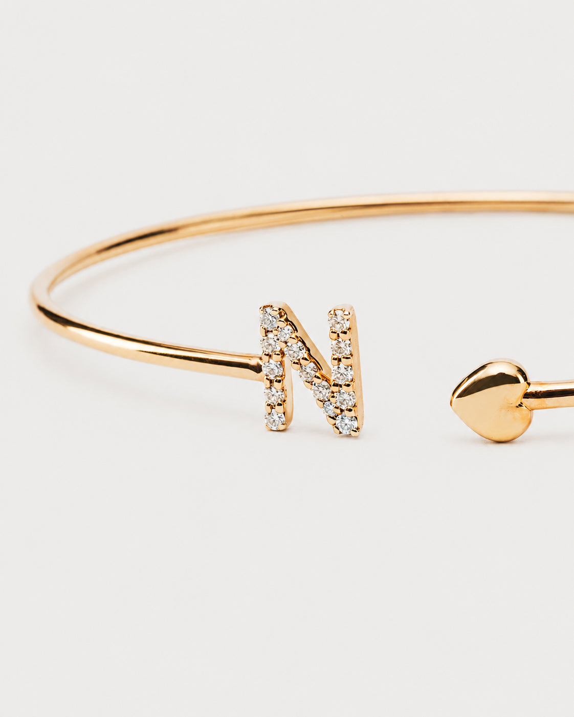 Bracciale Crivelli con Lettera N e Cuore in Oro Rosa e Diamanti
