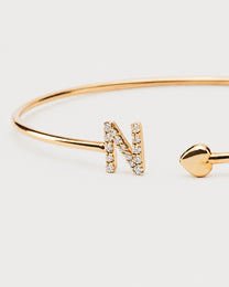 Bracciale Crivelli con Lettera N e Cuore in Oro Rosa e Diamanti
