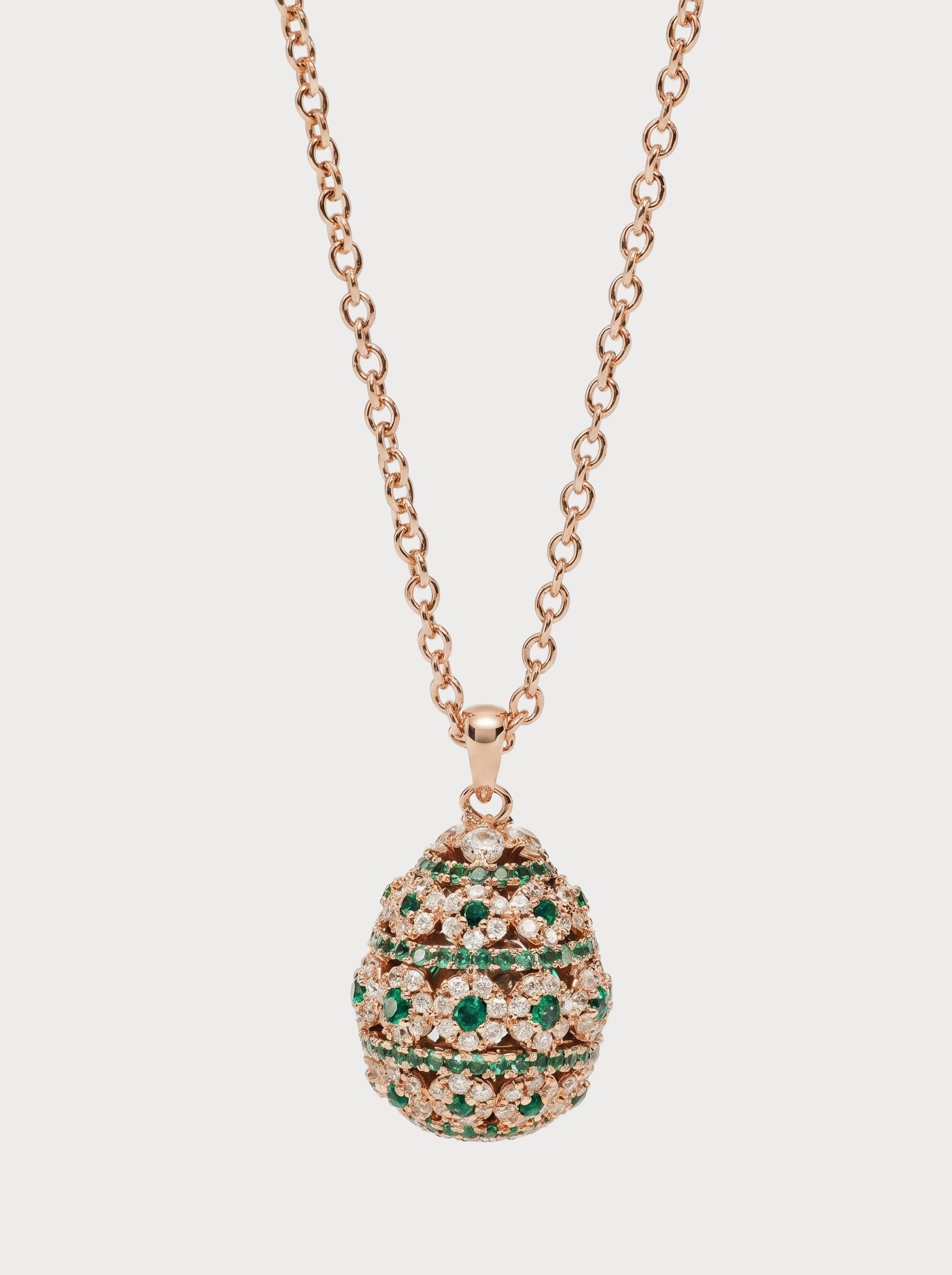 Collana Fani in Oro Bianco con Diamanti e Smeraldi