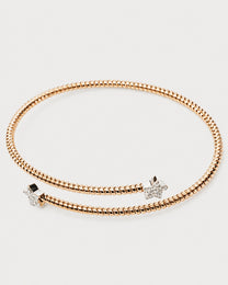 Bracciale Aperto in Oro Rosa e Bianco con Stelle e Diamanti