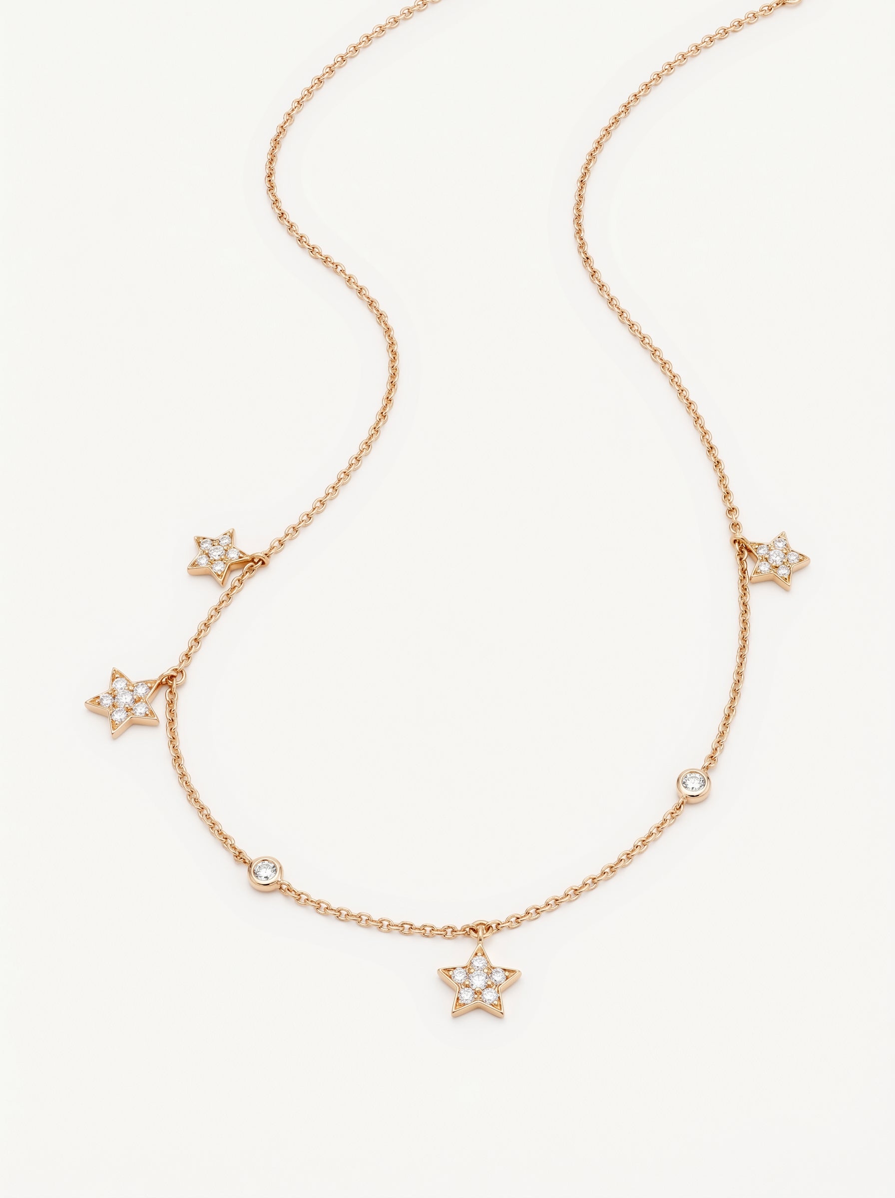 Collana Crivelli Multiciondolo con Stella e Diamanti in Oro Rosa