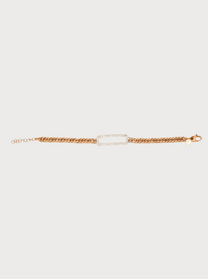 Bracciale Grumette in Oro Rosa e Bianco con Rettangolo di Diamanti