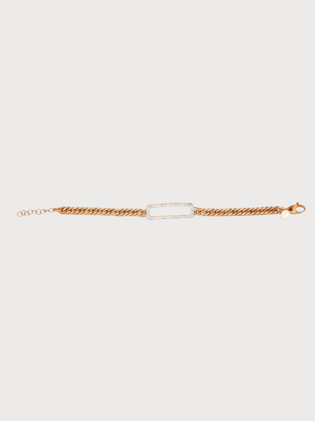 Bracciale Grumette in Oro Rosa e Bianco con Rettangolo di Diamanti