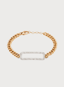 Bracciale Grumette in Oro Rosa e Bianco con Rettangolo di Diamanti
