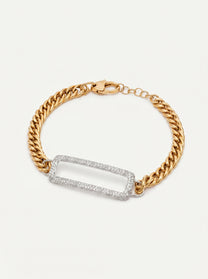 Bracciale Grumette in Oro Rosa e Bianco con Rettangolo di Diamanti