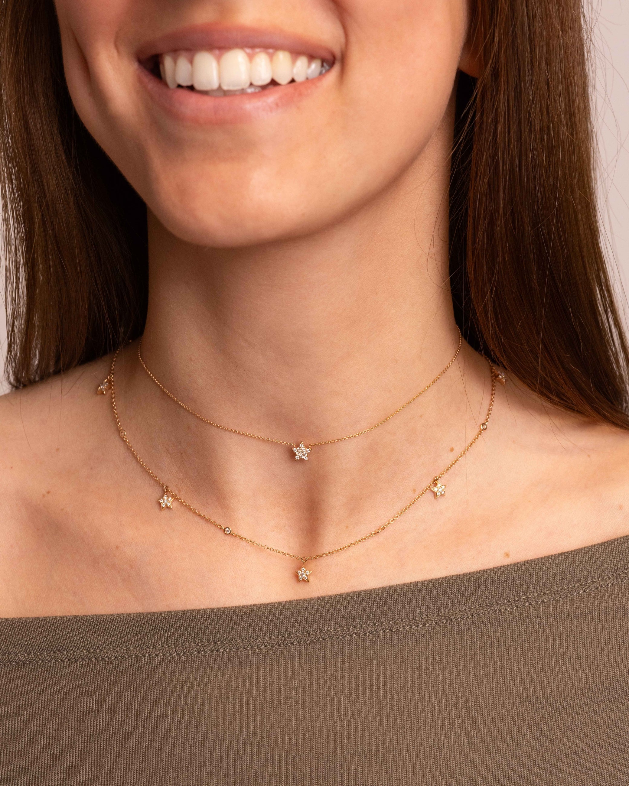 Collana Oro Rosa con Stelle e Punti Luce