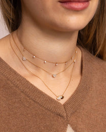 Collana Cuori Dorati con Dettaglio Diamanti