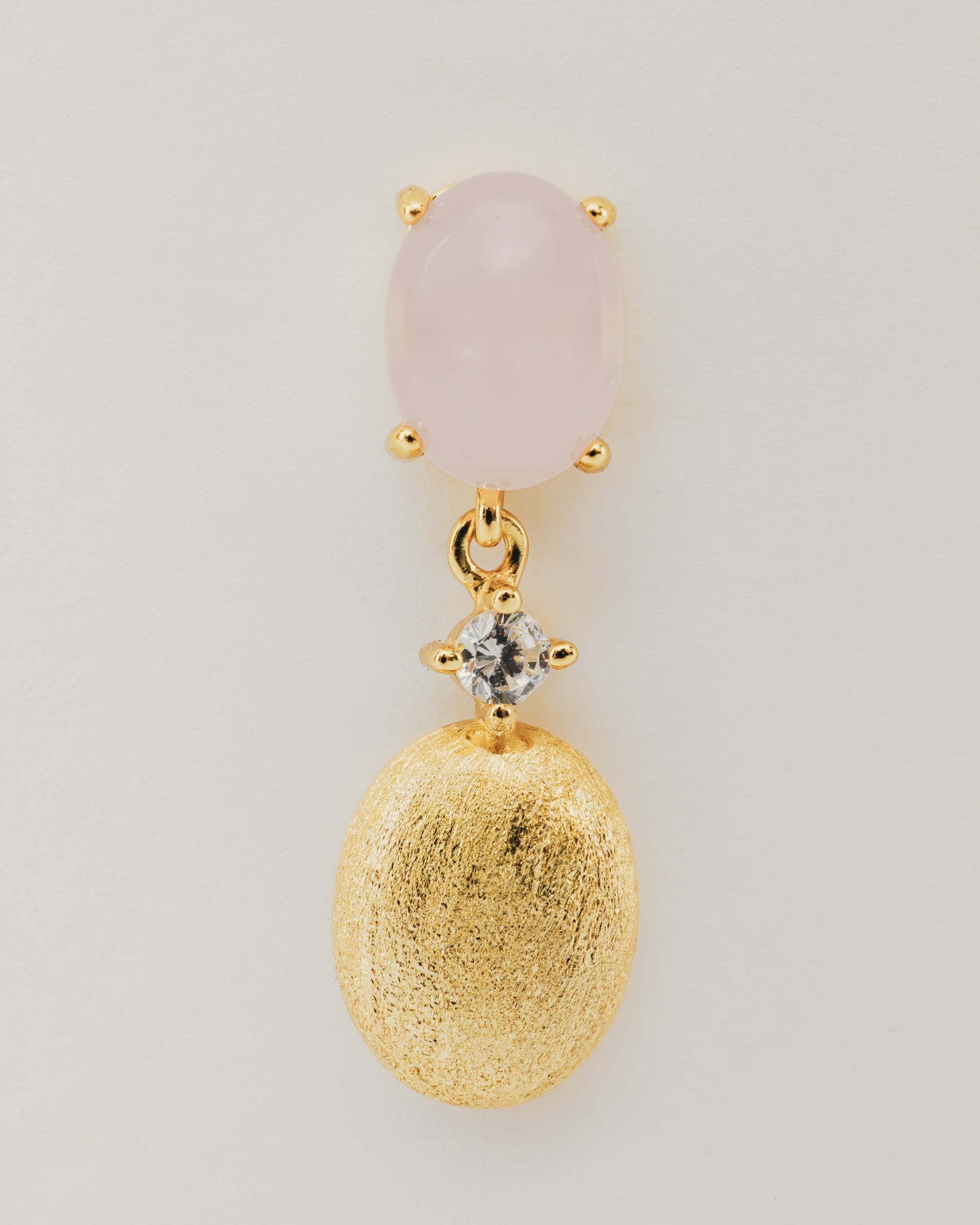 Orecchini Pendenti in Oro con Pietra Rosa e Diamante