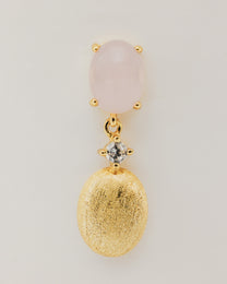 Orecchini Pendenti in Oro con Pietra Rosa e Diamante