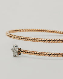 Bracciale Rigido Dorato con Stelle Diamanti