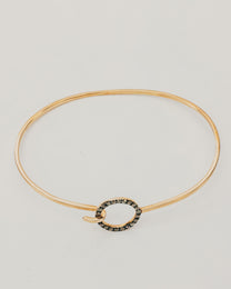 Bracciale Rigido Dorato con Ovale Diamanti