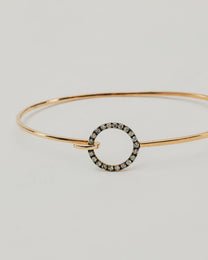 Bracciale Rigido Dorato con Ovale Diamanti