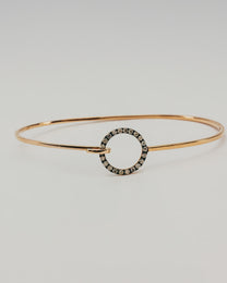 Bracciale Rigido Dorato con Ovale Diamanti