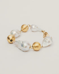 Bracciale Perle Barocche e Sfere Dorate