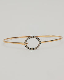 Bracciale Rigido Dorato con Ovale Diamanti