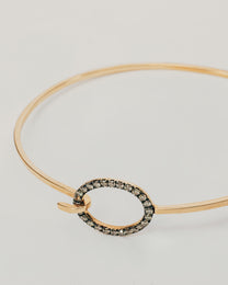 Bracciale Rigido Dorato con Ovale Diamanti