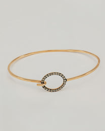 Bracciale Rigido Dorato con Ovale Diamanti