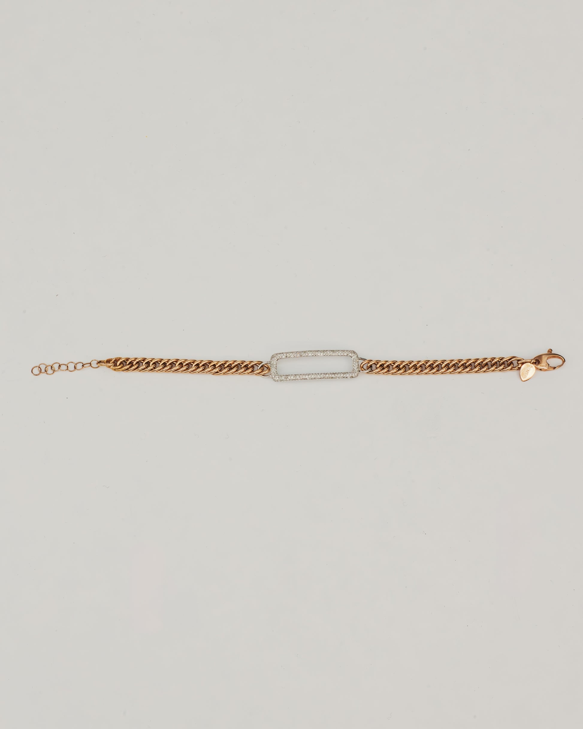 Bracciale Dorato con Maglia Catena e Elemento Rettangolare Luminoso