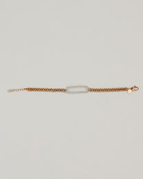 Bracciale Dorato con Maglia Catena e Elemento Rettangolare Luminoso