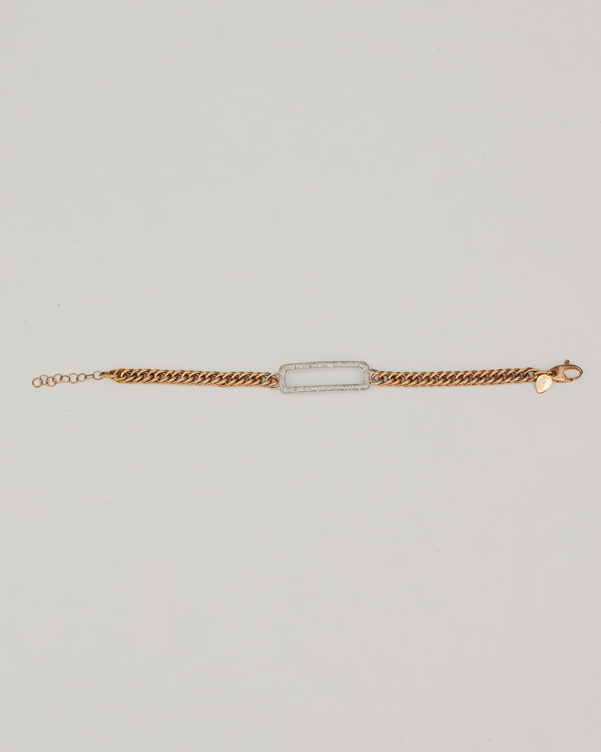 Bracciale Dorato con Maglia Catena e Elemento Rettangolare Luminoso