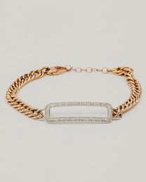 Bracciale Dorato con Maglia Catena e Elemento Rettangolare Luminoso