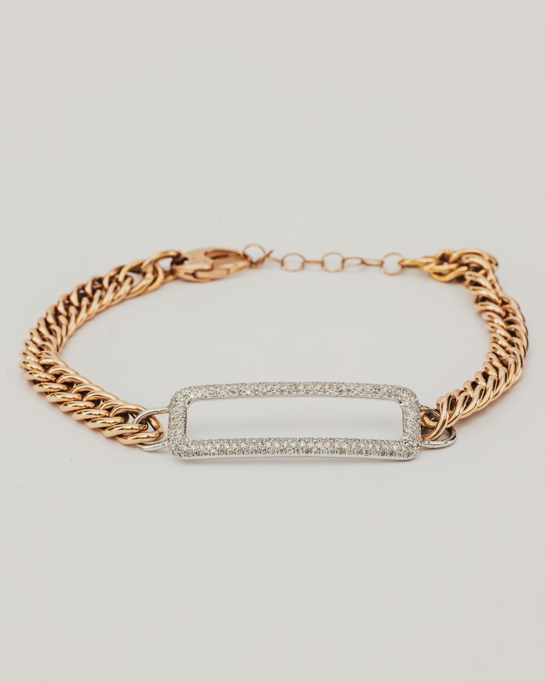 Bracciale Dorato con Maglia Catena e Elemento Rettangolare Luminoso