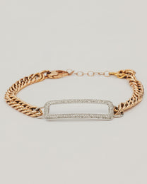Bracciale Dorato con Maglia Catena e Elemento Rettangolare Luminoso
