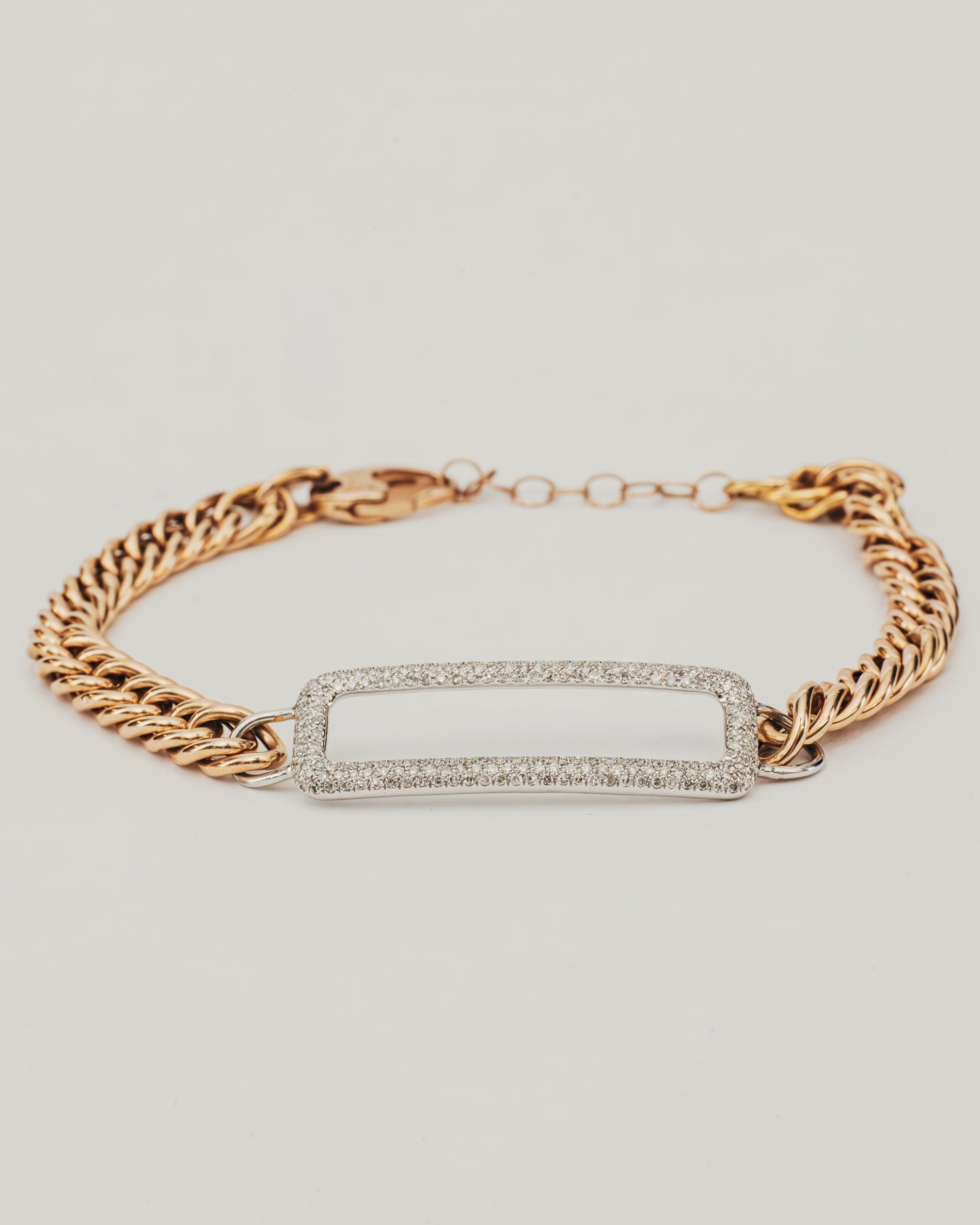 Bracciale Dorato con Maglia Catena e Elemento Rettangolare Luminoso