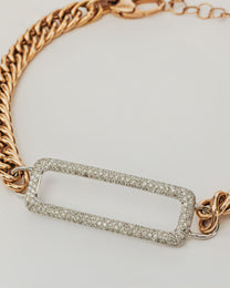 Bracciale Dorato con Maglia Catena e Elemento Rettangolare Luminoso