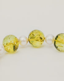 Collana con Pietre Verdi Semitrasparenti e Perle