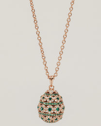 Collana in Oro con Pendente Sfera, Diamanti e Smeraldi
