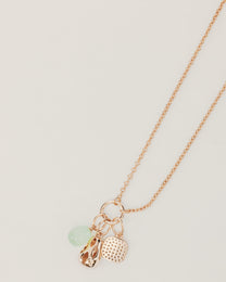 Collana in Oro Rosa con Charm e Pietra Verde Chiara
