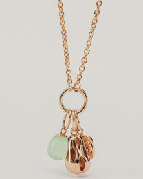 Collana in Oro Rosa con Charm e Pietra Verde Chiara