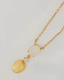 Collana in Oro con Diamante e Pendenti Ovali