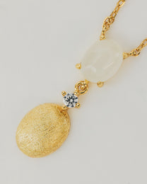 Collana in Oro con Diamante e Pendenti Ovali
