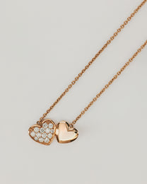 Collana Cuori Dorati con Dettaglio Diamanti