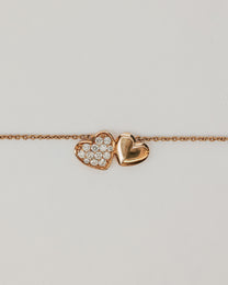Collana Cuori Dorati con Dettaglio Diamanti