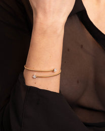 Bracciale Rigido Dorato con Stelle Diamanti