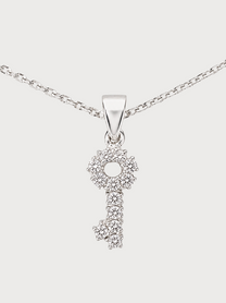Collana con Chiave in Oro Bianco e Diamanti