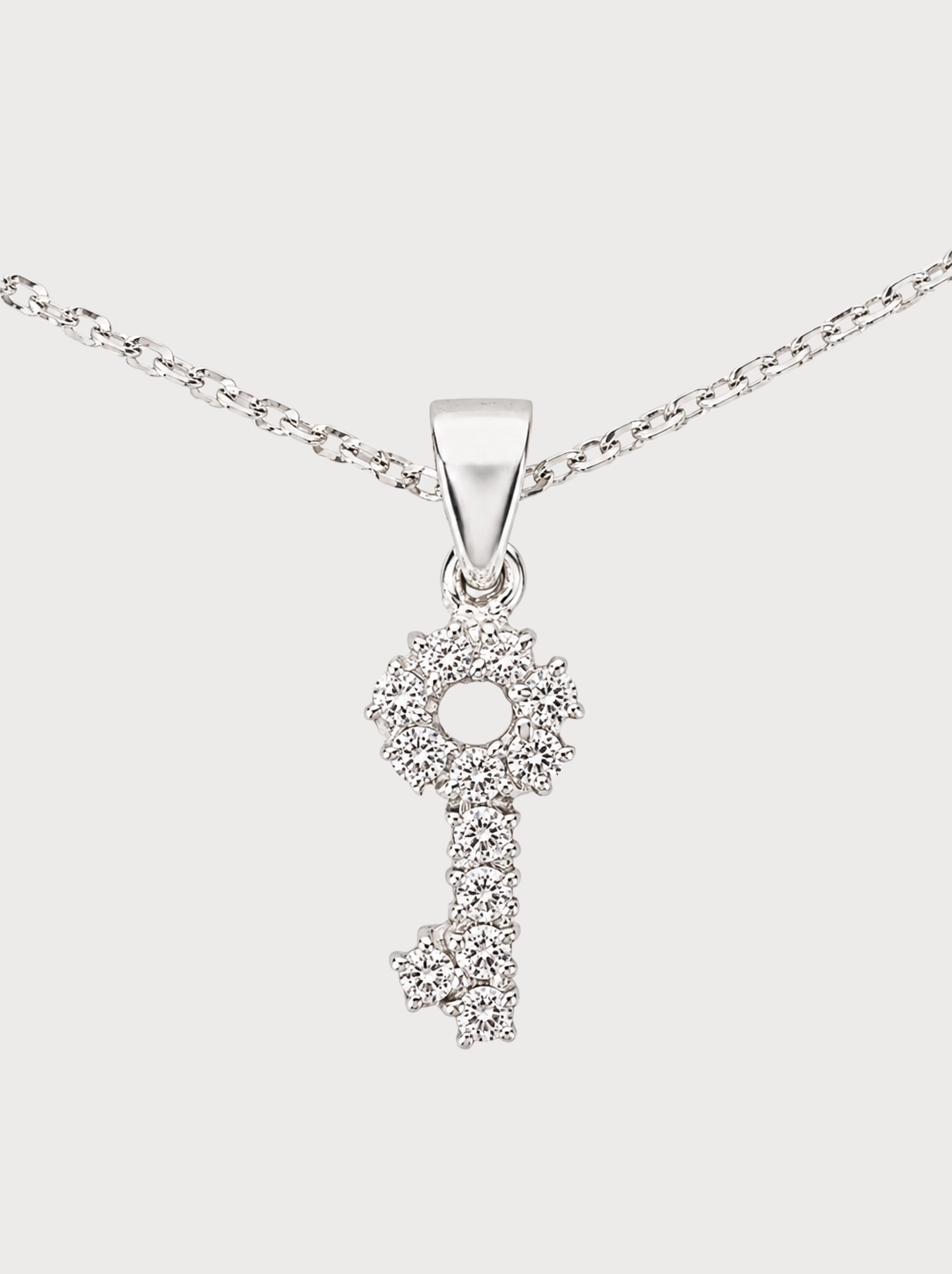 Collana con Chiave in Oro Bianco e Diamanti