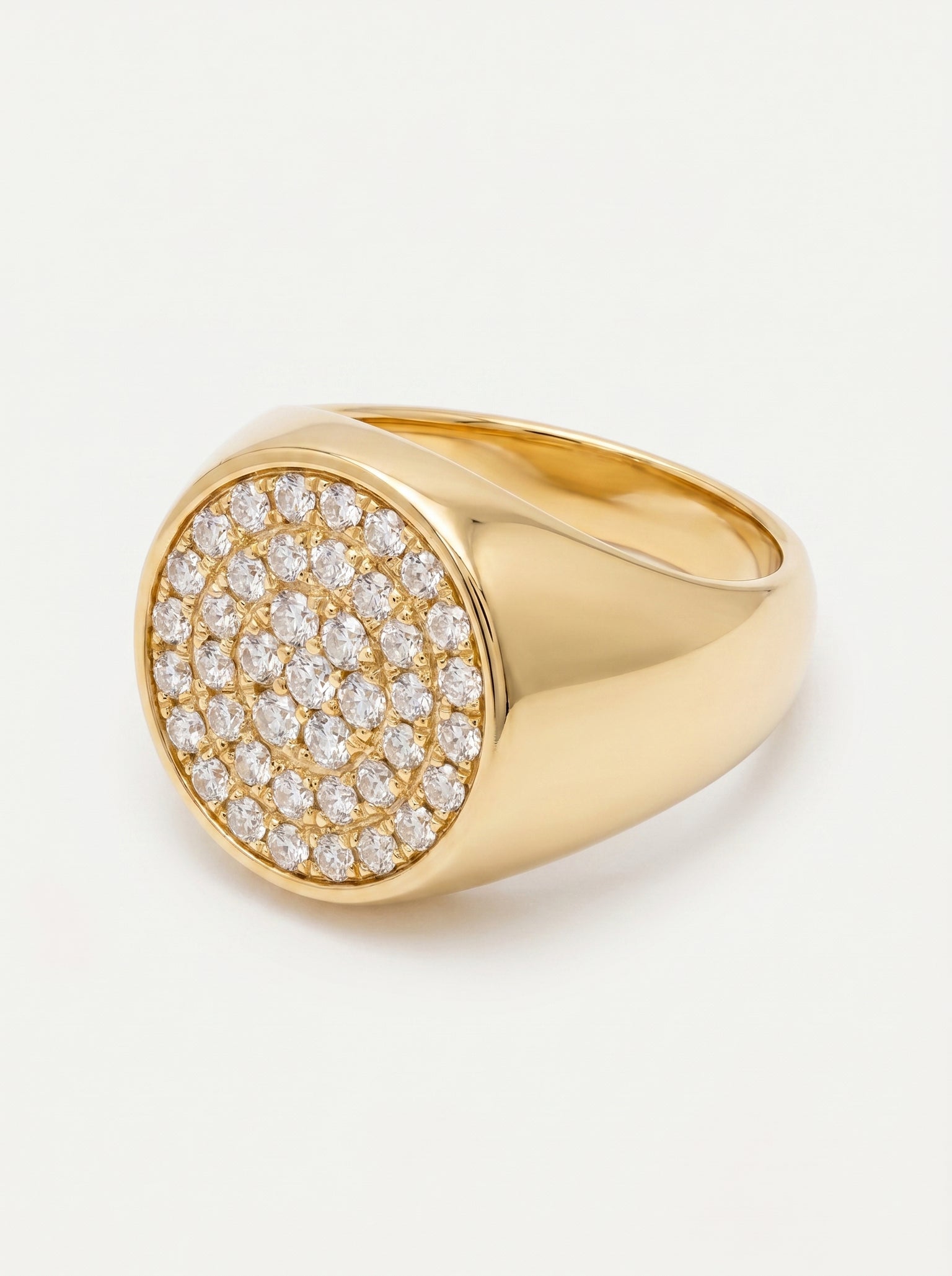 Anello Chevalier in oro giallo con cubic zirconia