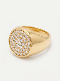 Anello Chevalier in oro giallo con cubic zirconia
