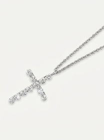 Collana Crivelli con croce in oro bianco e diamanti