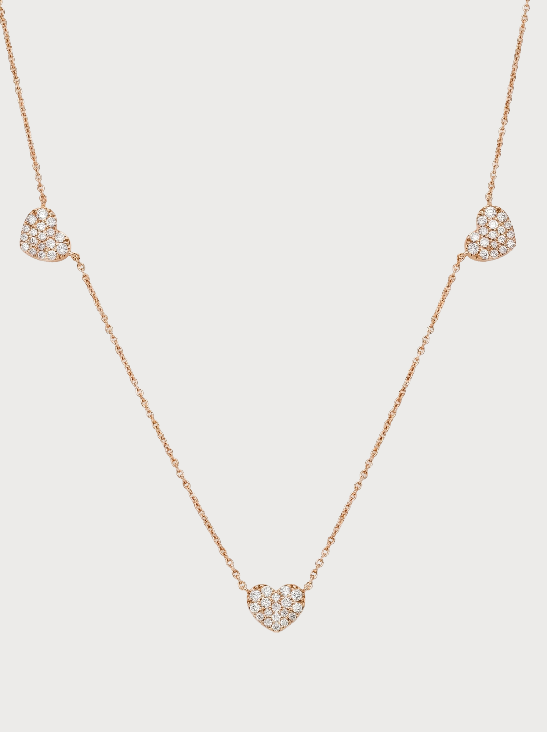Collana Crivelli multiciondolo con cuori in oro rosa e diamanti