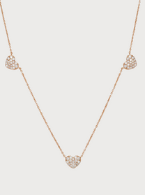 Collana Crivelli multiciondolo con cuori in oro rosa e diamanti