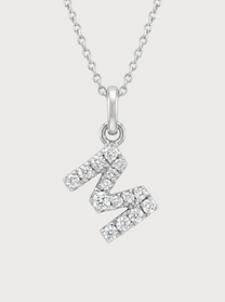 Collana Crivelli con iniziale M in oro bianco e diamanti