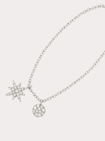 Collana con rosa dei venti in oro bianco e diamanti