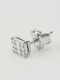 Orecchini rettangolari in oro bianco con diamanti baguette